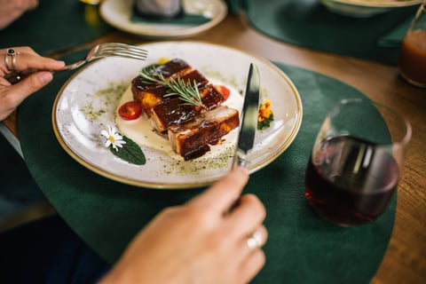 Professional food photography of a grilled dish styled for a cookbook