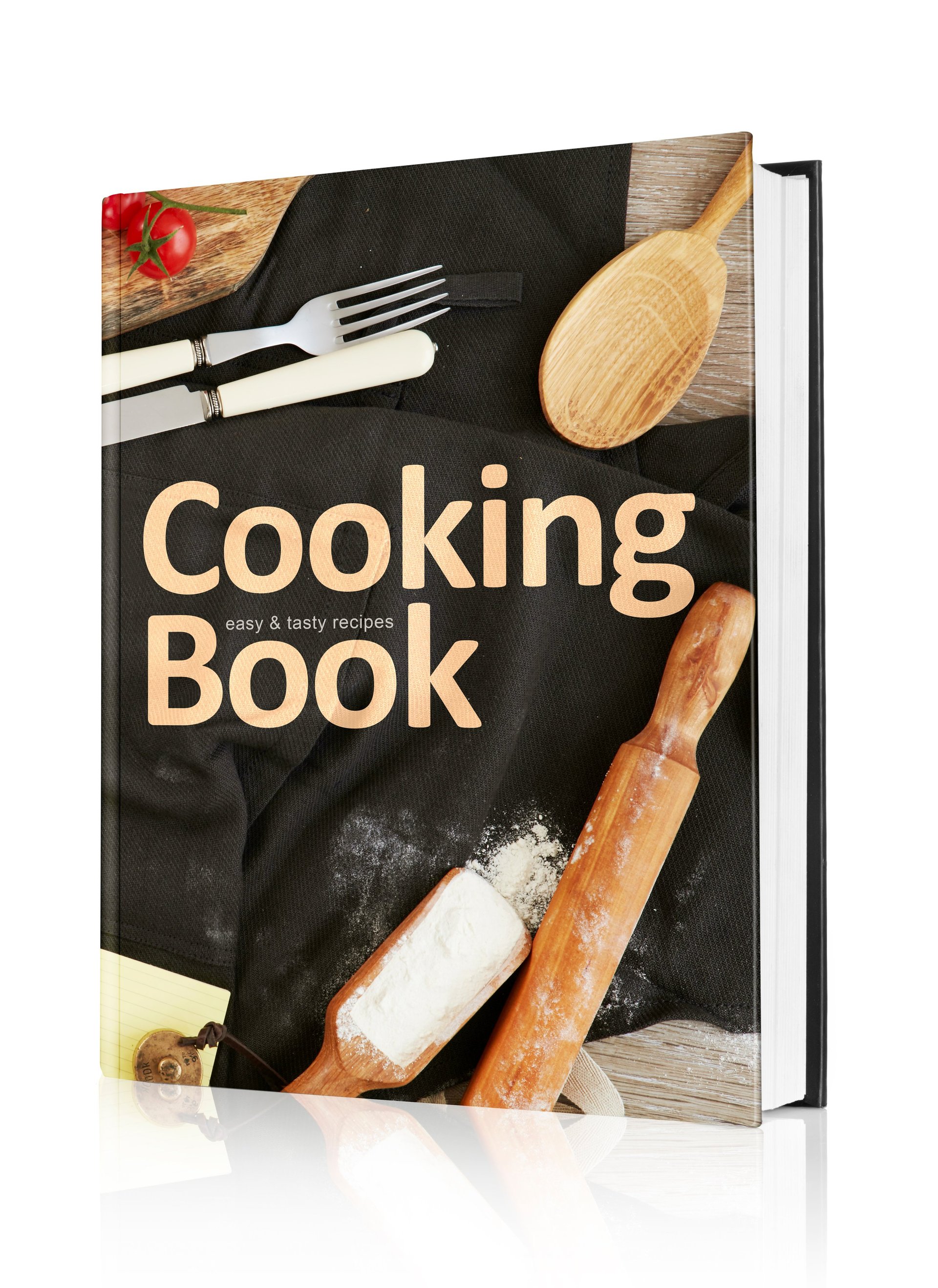 A finished hardcover cookbook produced by our cookbook publishing and printing service